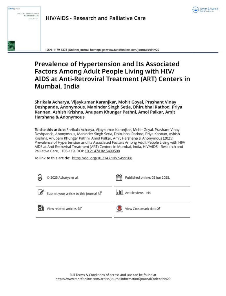 Hypertension in Adults with HIV in Mumbai