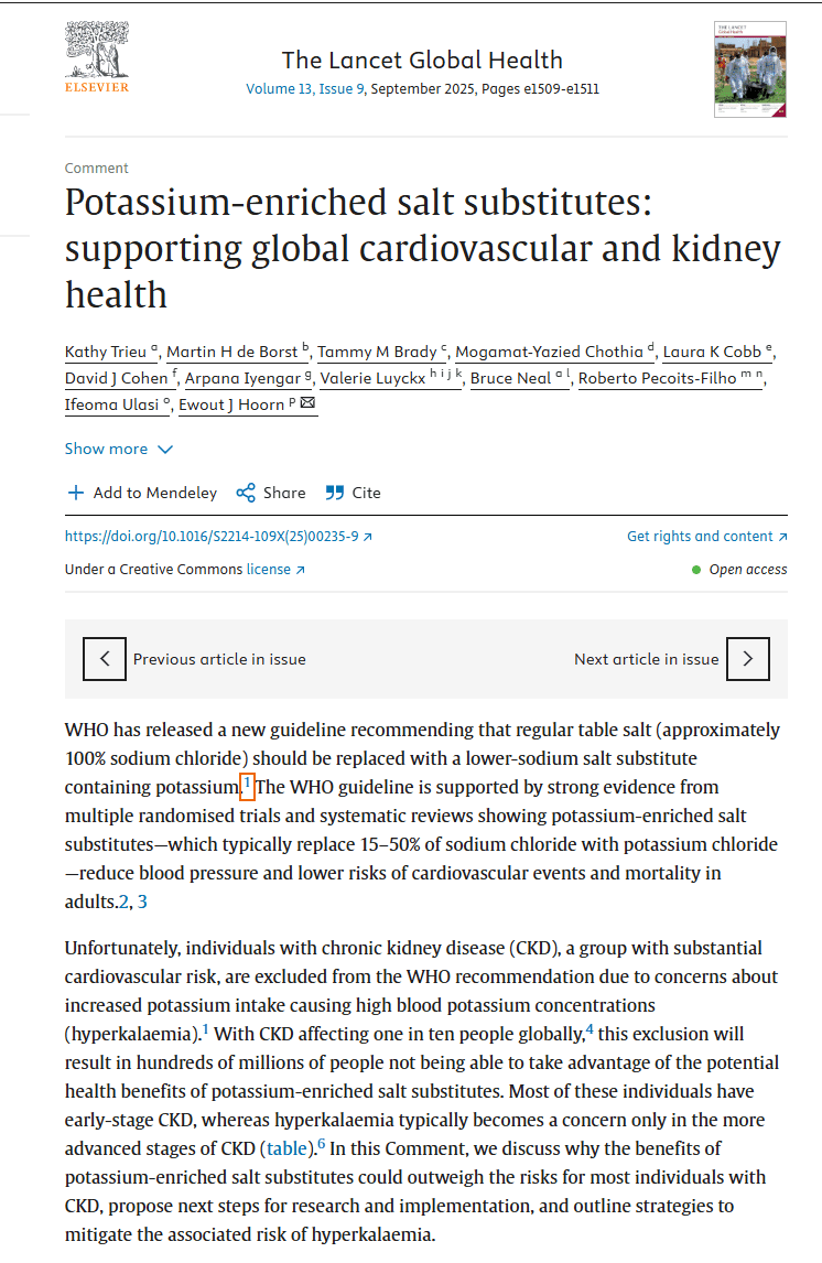 screenshot of article on potassium-enriched salt substitutes