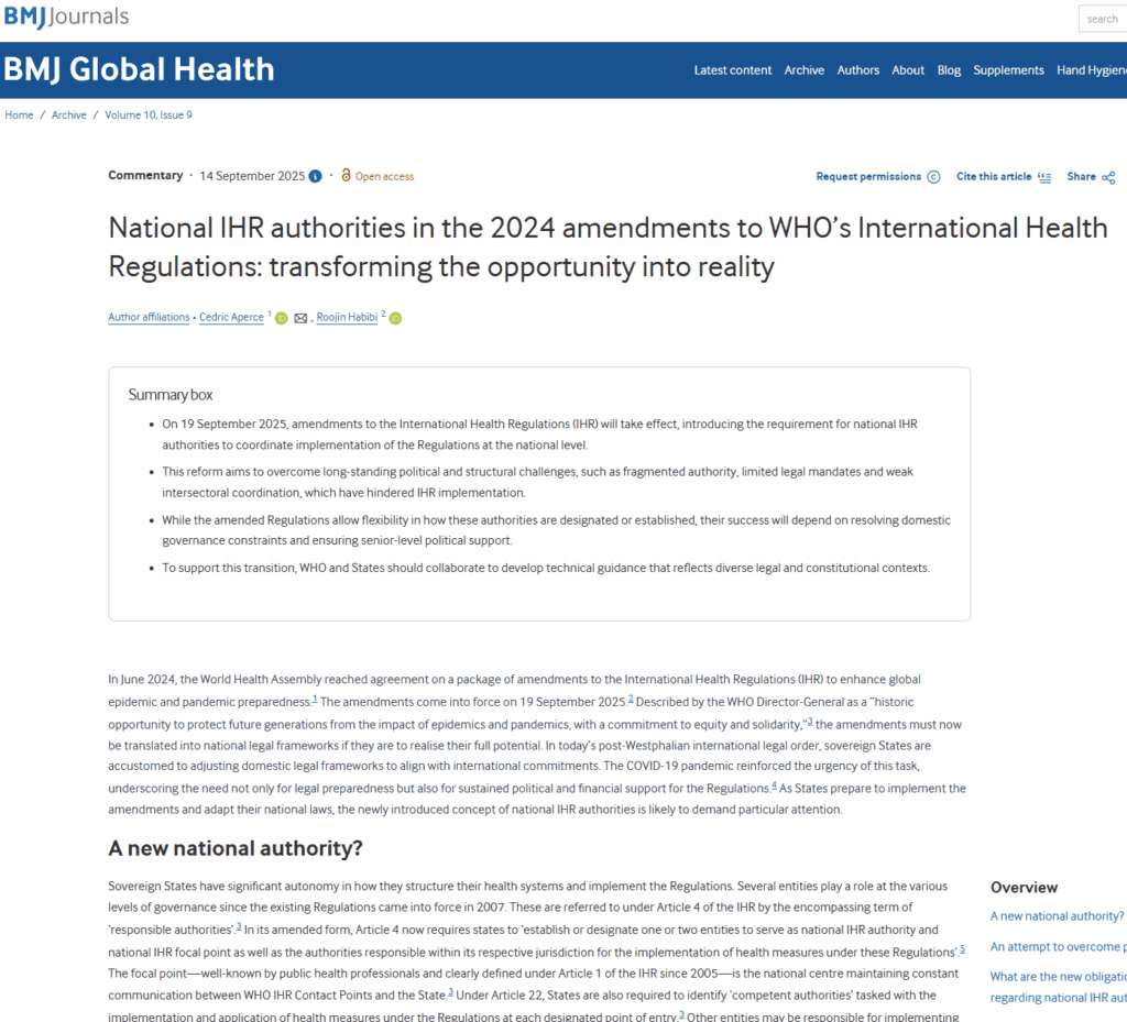 international health regulations article