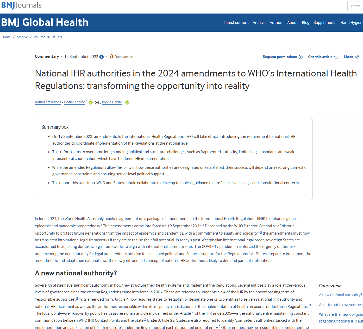 international health regulations article